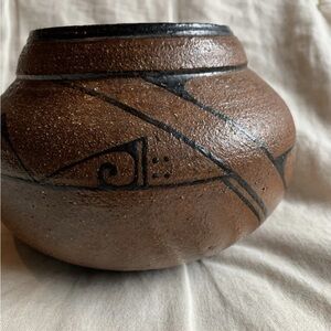 Handcrafted Brown and Black Ceramic Pot
